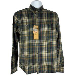 Tailor Vintage Luxe Performance Mens Army Telluride Plaid Flannel Shirt Size S